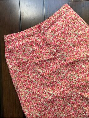 Eddie Bauer Pink Floral A-line Cotton Skirt 1990s mall preppy vintage sorority